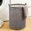 Houndstooth Foldable Laundry Hamper - Thickened Storage for Dorms, Toys, and Bathroom.