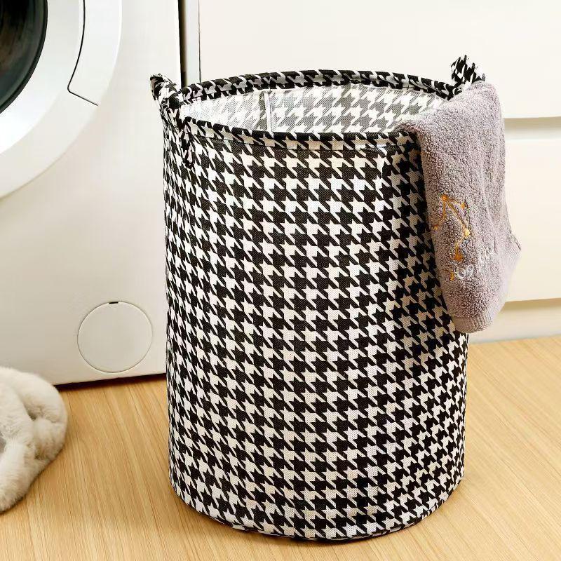 Houndstooth Foldable Laundry Hamper - Thickened Storage for Dorms, Toys, and Bathroom.