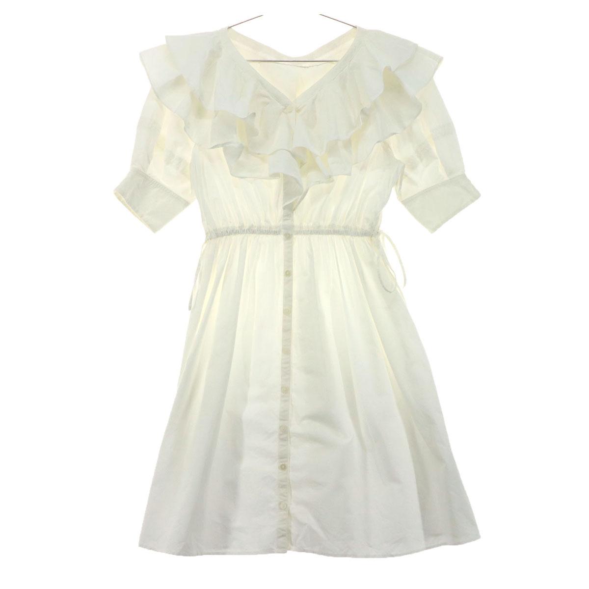 

Lily Brown Short sleeve Frill Shirt dress F white LWFO222081 Women Used