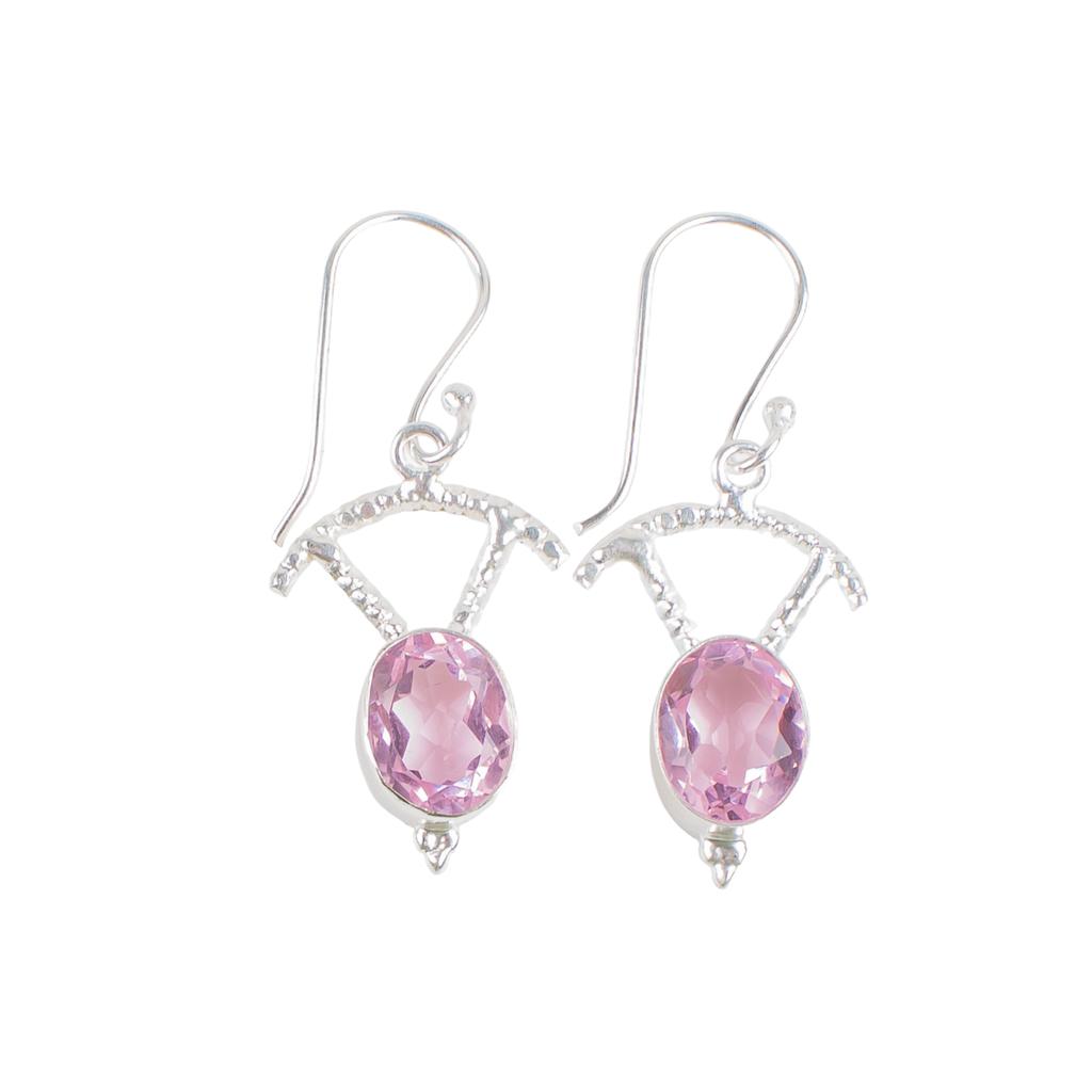 Pink Morganite Gemstone 925 Sterling Silver Jewelry Women's Gift Earrings 1.50" EE-51-11