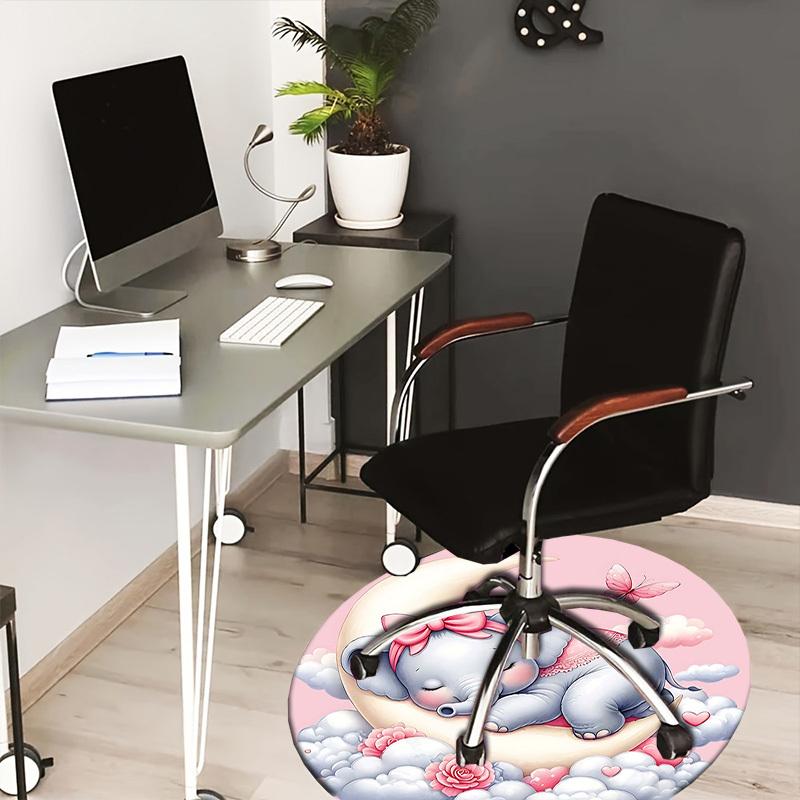 

1PC Elephant Clouds Non-Slip Floor Round carpet, Office, family, bedroom, Large Area Rug Indoor Rugs, Durable PolyesterH0377 80cm by 80cm
