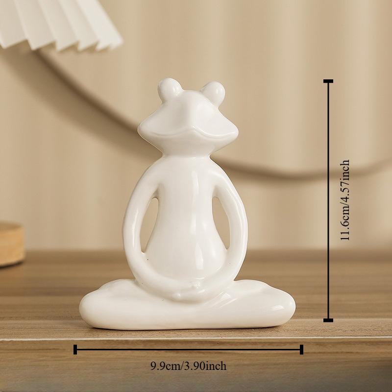 Home Decor Frog Abstract Art Ceramic Yoga Poses Figurine Porcelain Lady Figure Statue Studio Decor Ornament Indoor Decoration