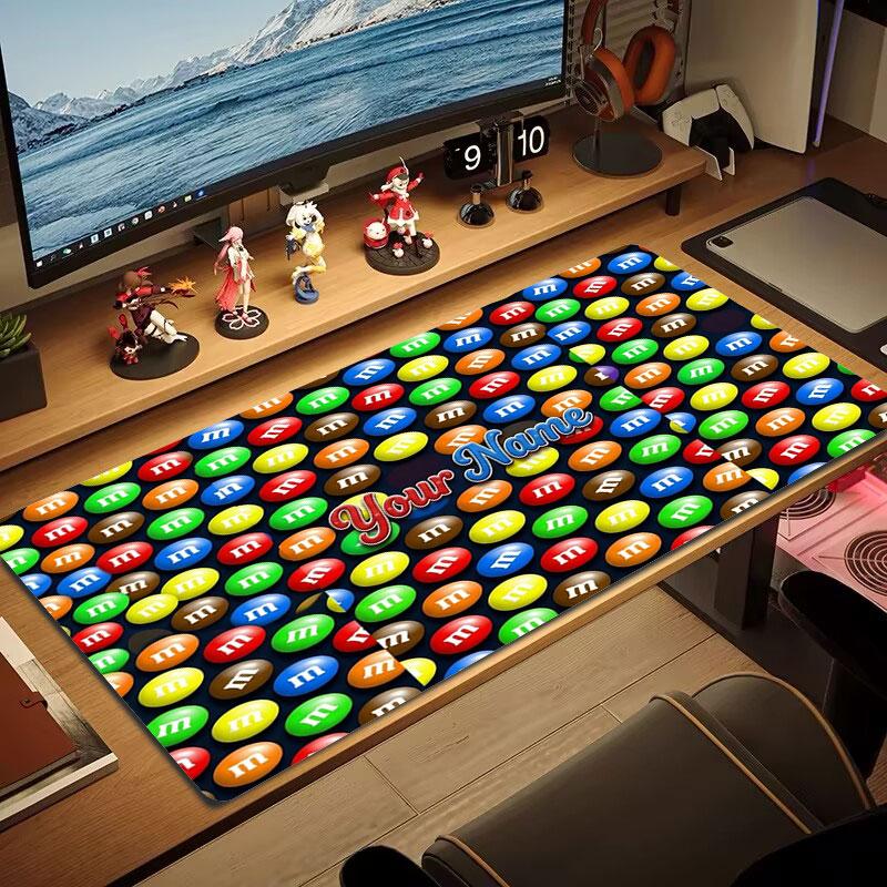 M&M's Custom Name Large Size Mouse Pad Large Gaming Table Cushion Non-slip Laptop Tablet Big Mousepad XXL Mat Mini PC Playmat With Lock edge