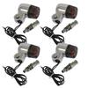Universal Round Mini European Turn Signal, Silver/Smoke, M10*60mm with Mounting Stay, Set of 4