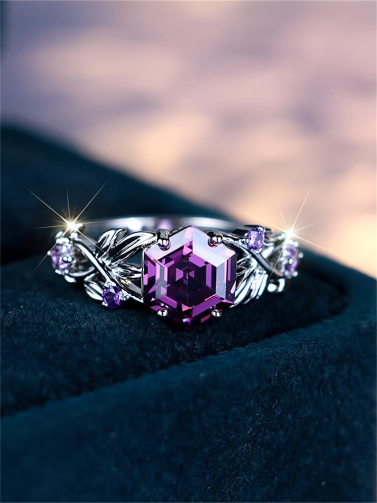 

Высокое великолепное фиолетовое инкрустированное шестиугольное циркониевое витое кольцо, модное серебряное изящное винтажное обручальное кольцо для женщин, ювелирный подарок 8