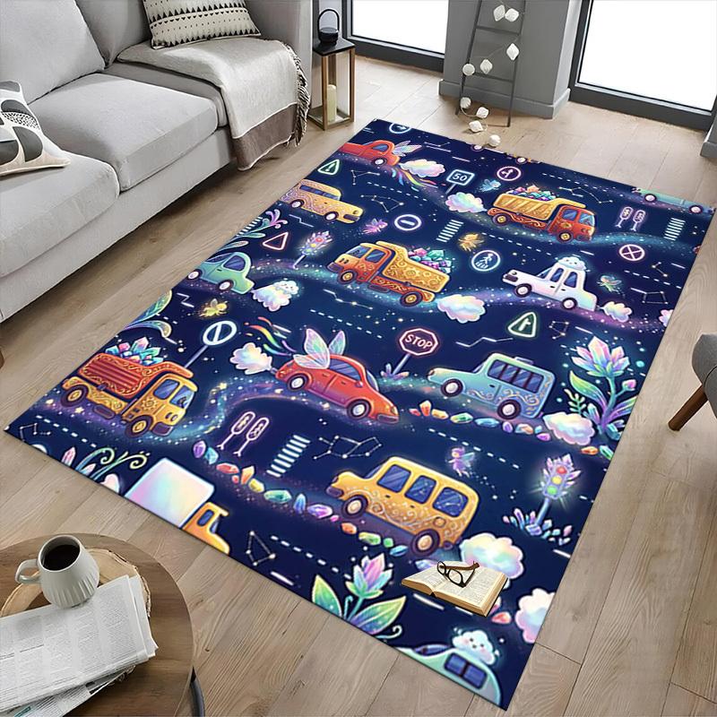 1PC Cars Traffic Non-Slip Floor Carpet Compatible for Office&Living Room&Bedroom&Dining Room - Soft & Pattern-G0317