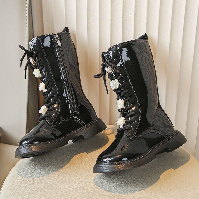 

2024 Дышащая плюшевая изоляция Противоскользящие длинные сапоги Детские сапоги Black Fleece-lined Size 33 length about 20.3cm