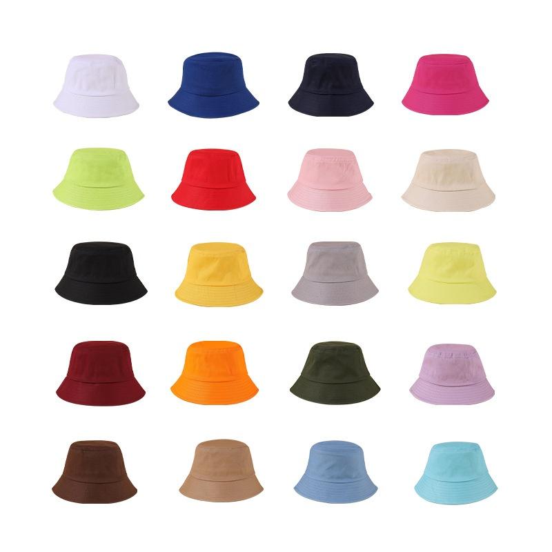 Custom Adult Cotton Bucket Hat Sublimated and Embroidered Wide Brim Round Hat for Summer Outdoor Use Solid Casual Style