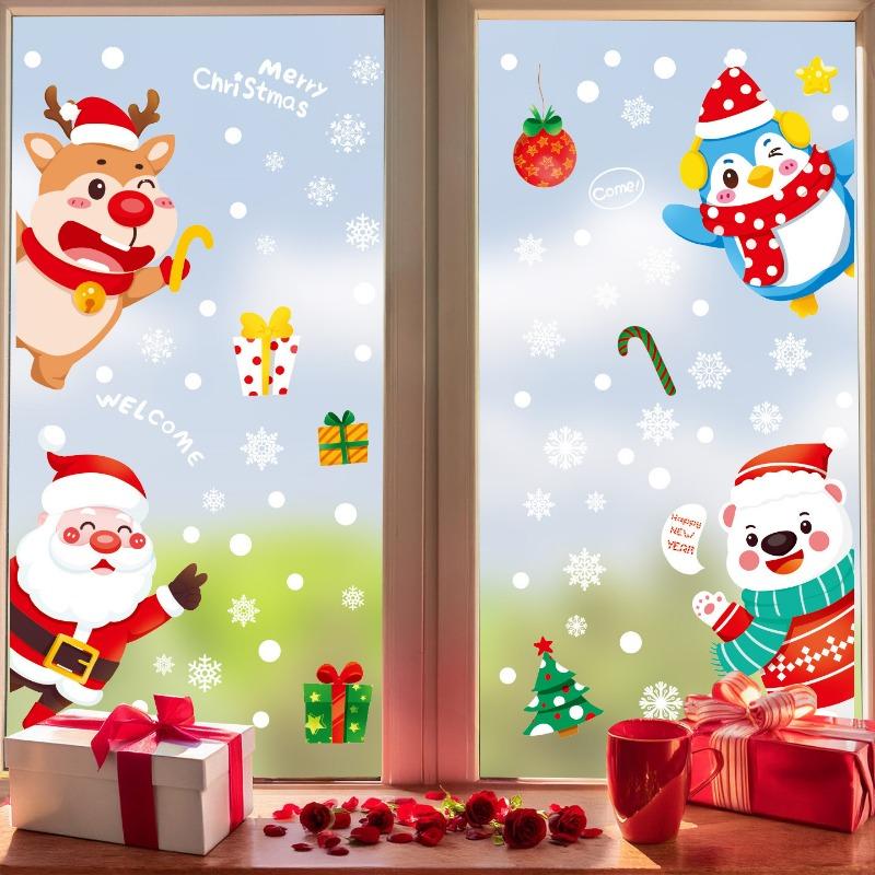 Christmas Stickers, Double-sided Electrostatic Display Window Posters, Christmas Festival Decoration Items