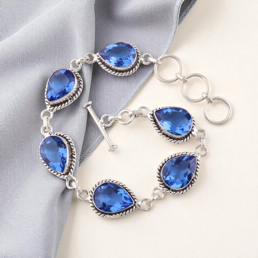 Rare Tanzanite Gemstone 925 Sterling Silver Jewelry Handmade Boho Bracelet 7-9" RB-18-1