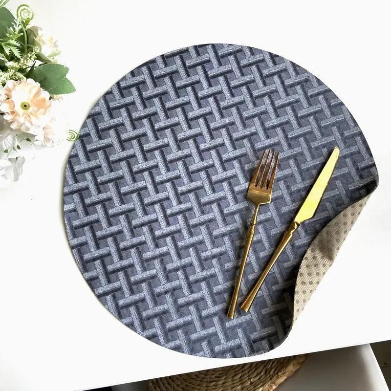 Polyester Herringbone Jacquard Fabric Placemats Non-Slip Heat-Resistant Creative Table Mats Home Dining Decor
