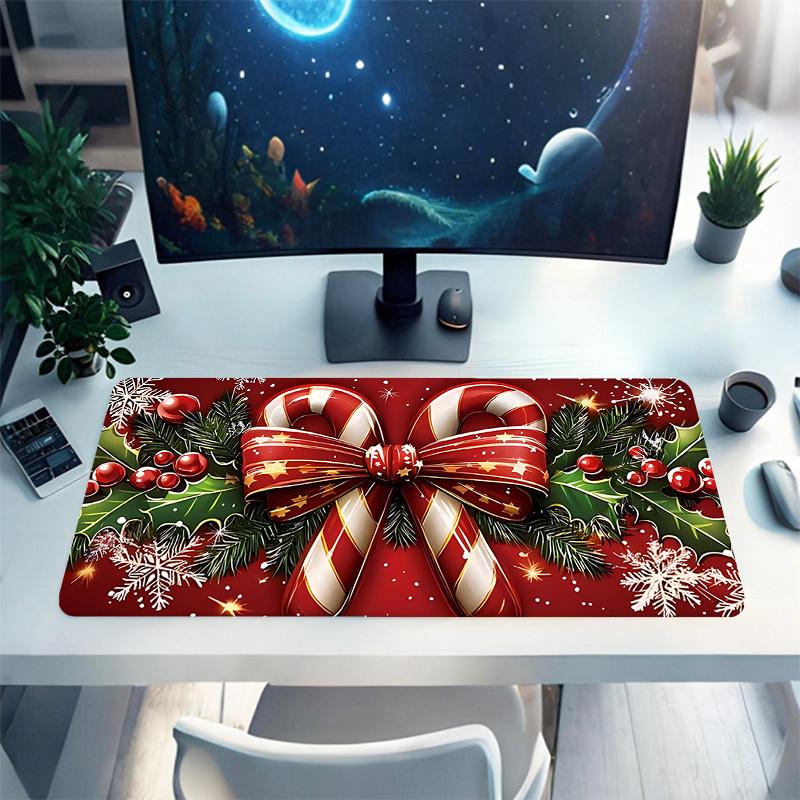 1PC Christmas Candy Cane Oversized Mouse Pad - Non-Slip Rubber Base Perfect for Office School Esports Home Decor Desk Mat 260A