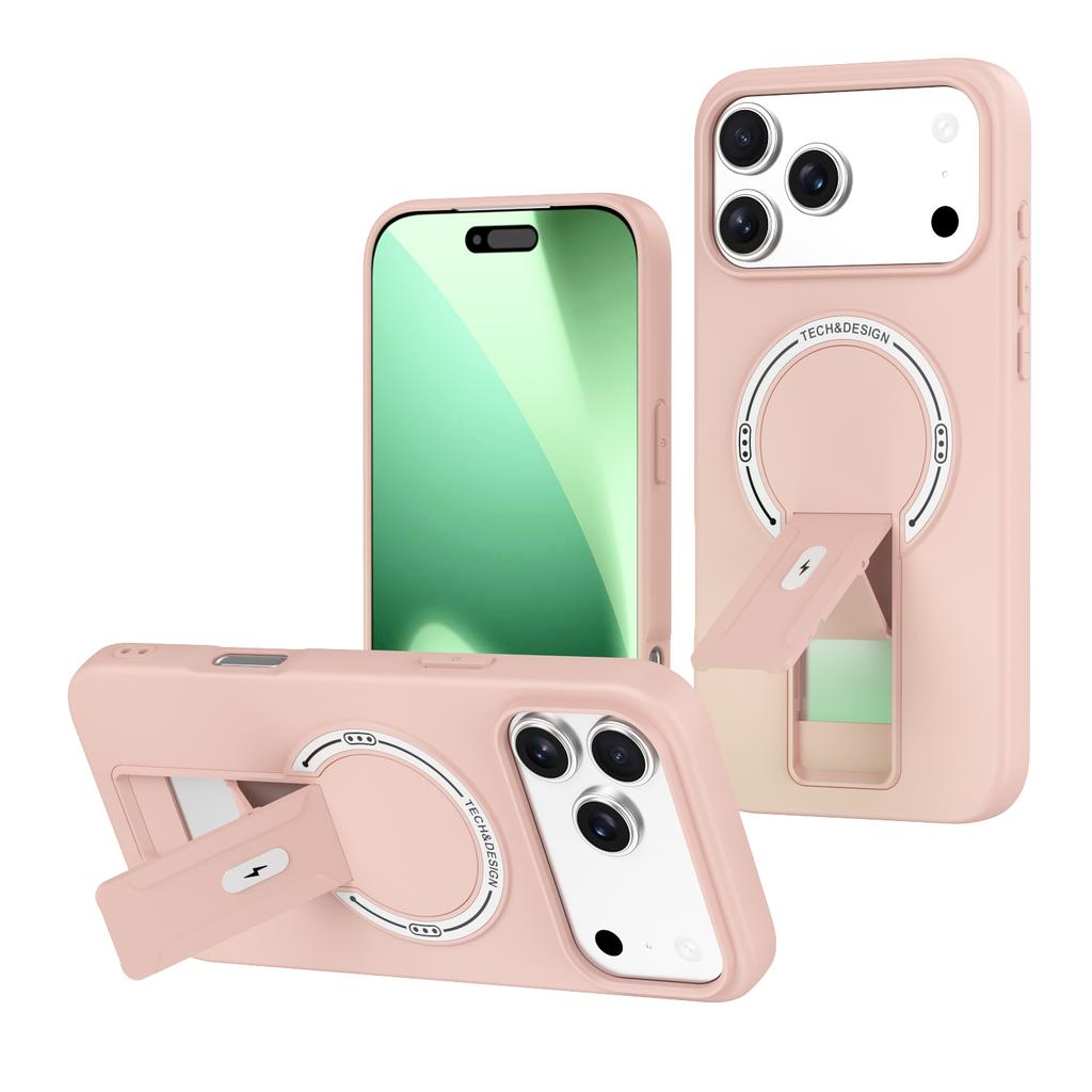 Magnetic Suction Phone Case for Apple iPhone 17 Pro Max Air 17E Skin Feel Foldable Stand Internal Flocking Shockproof Back Cover