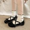 Women Shoes 2025 Summer New Comfort Non Slip Bow-knot Round Toe Mary Jane Shoe Soft Sole Cross Tied Women's Ballet Flats