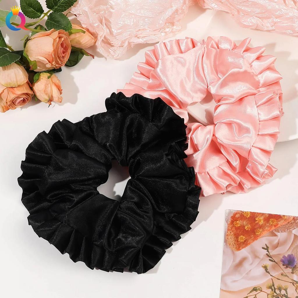 Ins Oversized Satin Scrunchies French Romantic Elastic Hair Bands Ponytail Holder Hair Rope Ties Women Girls Hair Accessories