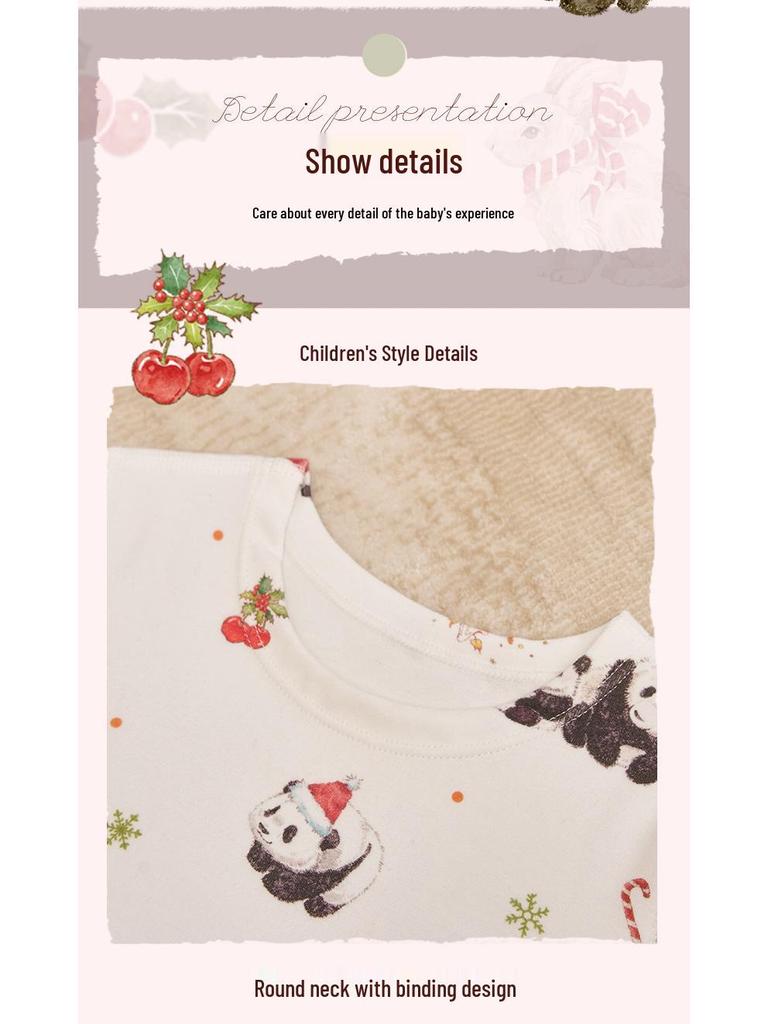 An Dan Christmas Edition Children's Cotton Long-Sleeve Autumn Pajamas Set for Women
