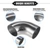 ABSOPRO Auspuff Ansaugkrümmer 63mm 120mm 100mm Bein 90 DIY Auspuff Ansaugung Universell für Autos und 304 Edelstahl Silber 2 Stück Rohr/Ladeluftkühlerrohr/Luft