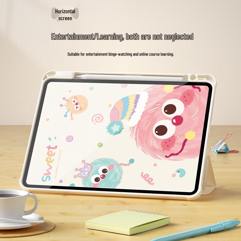 QBOSS Cartoon Rotating iPad Case with Pen Slot