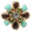 CHANEL 05P Gripoa Flower Ring ring Gold/Brown/GreenUsed