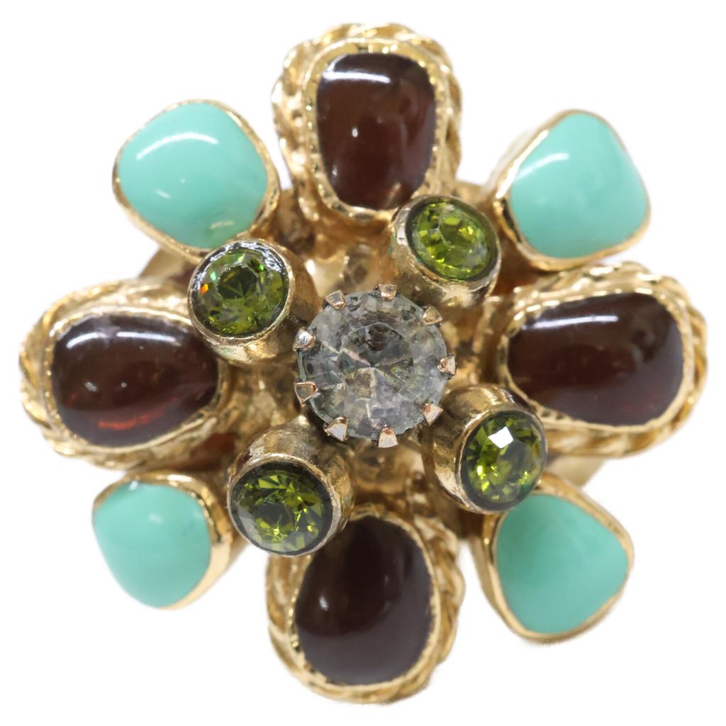 Chanel 05P Gripoa Flower Ring Ring Gold/Brown/GreenUsed