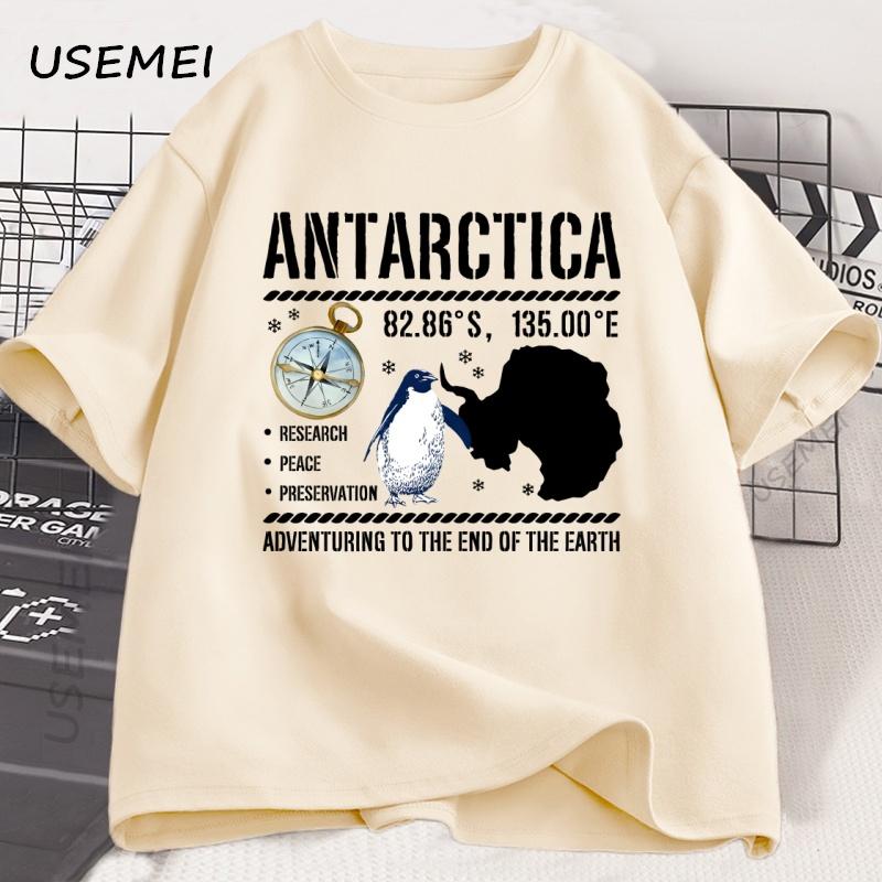 Antarctica T Shirt South Pole Tshirt Funny Cute Penguin Tshirt Casual Cotton Short Sleeve Round Neck Graphic T Shirts Clothes