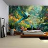 Dreamy Flower And Bird Jungle Wall Tapestry Polyester Fiber Fabric Machine Washable for Living Room And Bedroom Decor