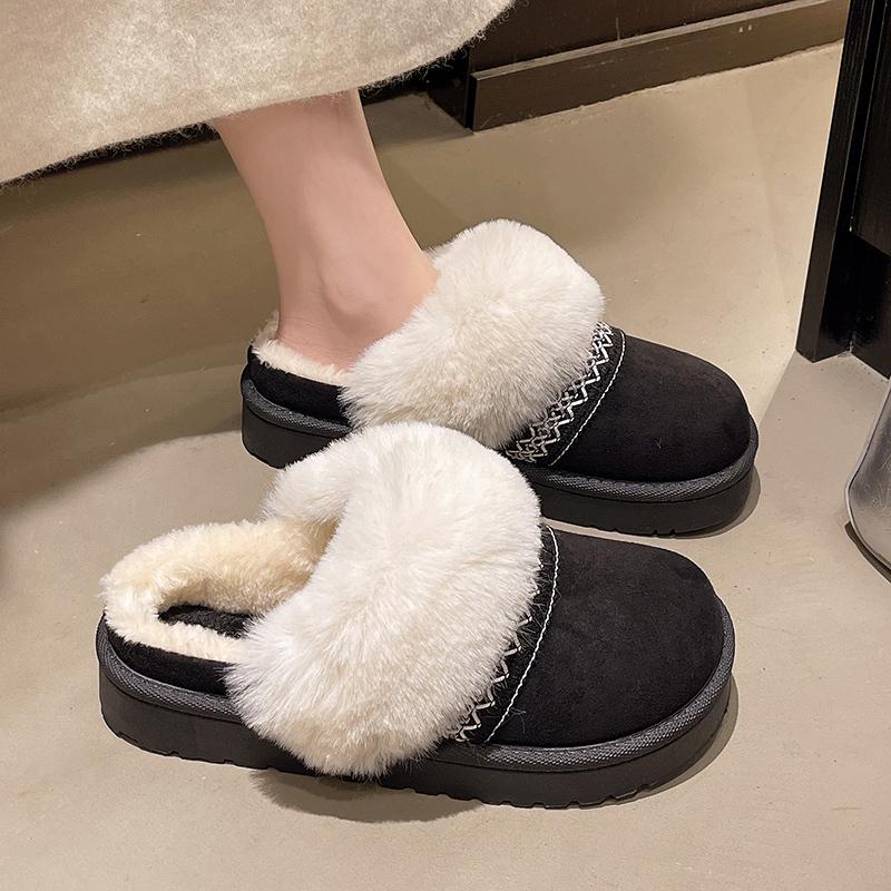 Fashion Baotou Cotton Mopping Winter New Round Head Deep Mouth Soft Bottom Anti-slip Wear-resistant Flat Bottom Half Mopping