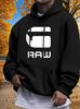 Casual Fleece-Lined Hoodie Sweatshirt with RAW Graphic Print - Warm Pullover for Autumn & Winter