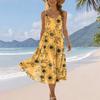 Sleeveless Bohemian Print Maxi Dress for Women Summer Spaghetti Strap Flowy Casual Loose Fit Lightweight Sundress