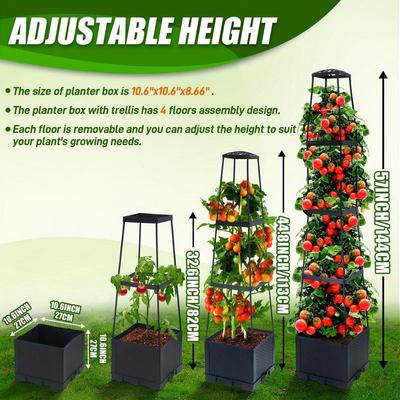 Garden Raised Bed Planter Boxes with Trellis,Tomato Growing Box with Shelf,Self Watering Tomato Climbing Stand,Garden Planting