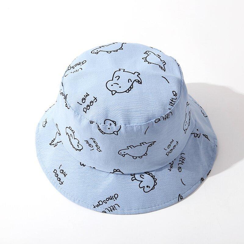 Cute Cartoon Dinosaur Baby Bucket Hat Sun Protection Soft Cotton Beach Cap For Kids Summer Outdoor Fisherman Hat