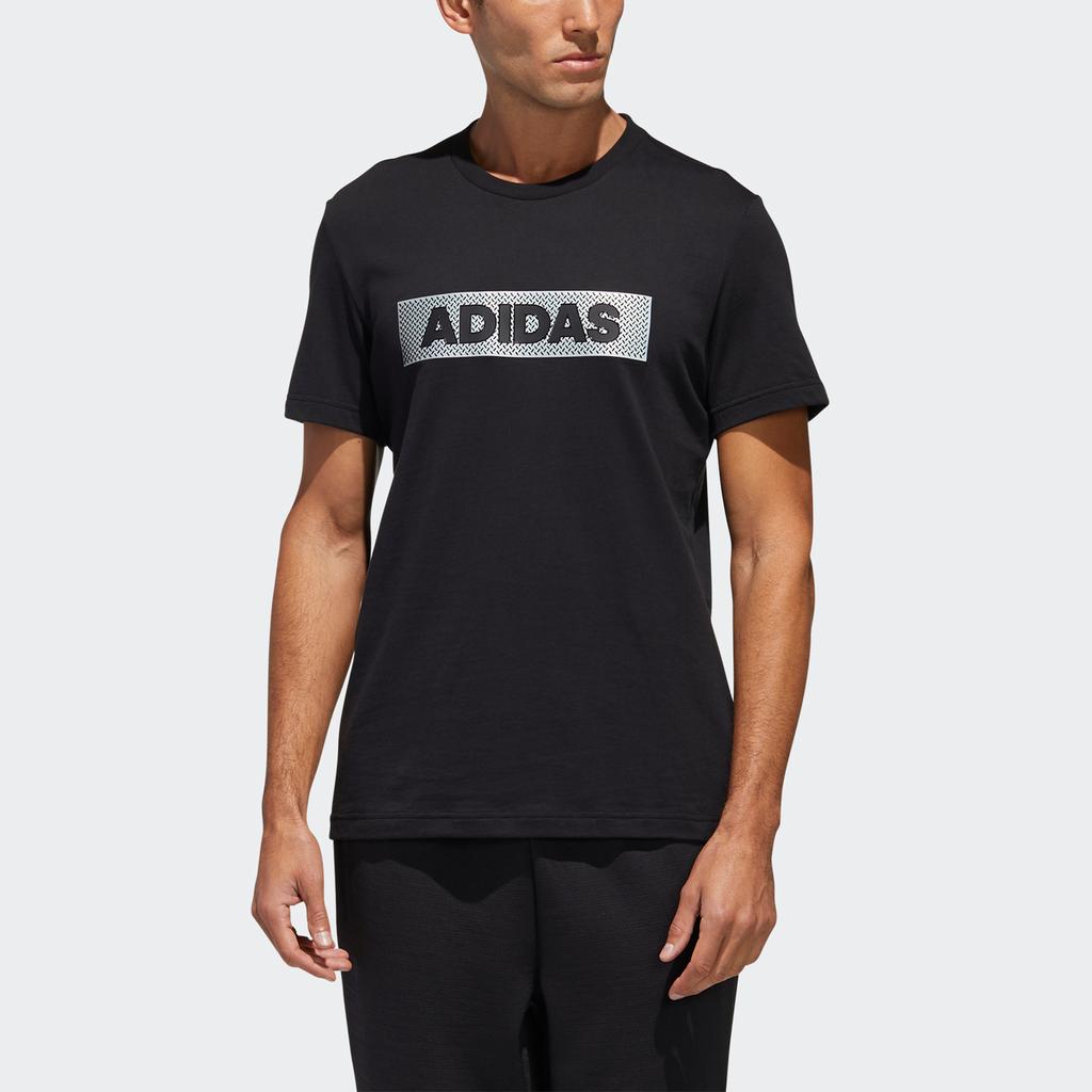 Adidas Graphic Box Logo Round Neck Sports Tee Men Tops Black GJ5112