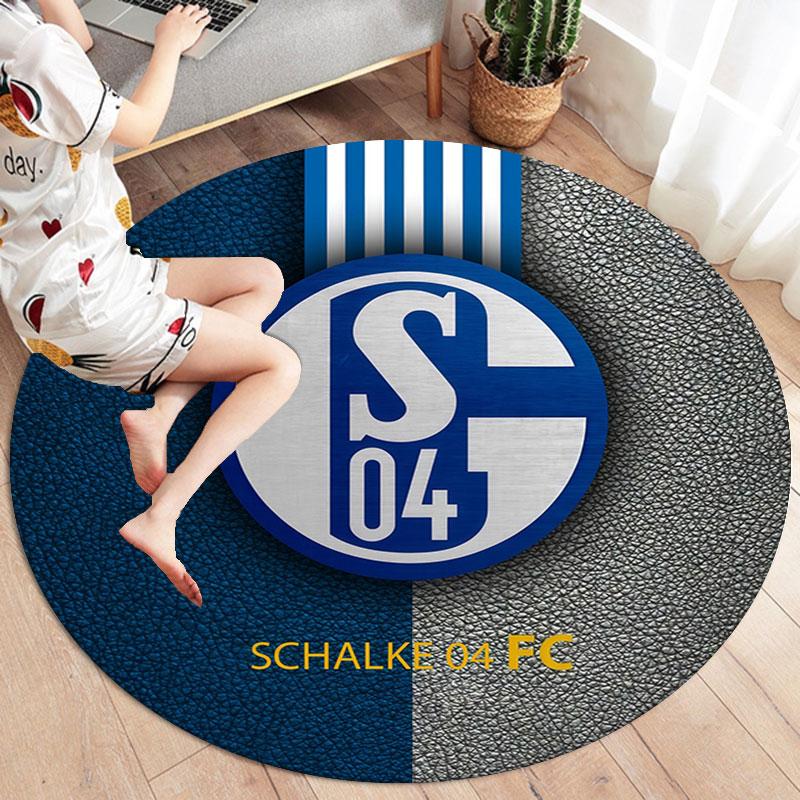 FC Schalke 04 Round Area Rug,Carpet Rug for Living Room Bedroom Sofa Playroom Decor,Non-slip Floor Mat