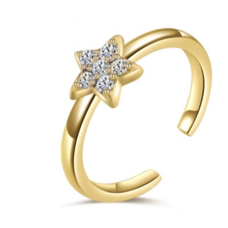 18K Gold-Plated Zirconia Six-Pointed Star Foot Ring for Women Fashion Waterproof Beach Vacation Adjustable Foot Ring Jewelry