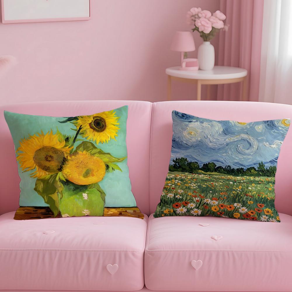 Popular Vincent Van Goghs Cushion Cover Comfortable Reversible Pillow Cover Ideal For Car Sofa Bedroom & Beyond