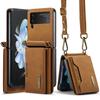 Samsung Z Flip4 Crossbody Lanyard Wallet Protective Case Z Flip6 Foldable Shoulder Strap Leather Case Phone Case Multi Functional Protective Shell