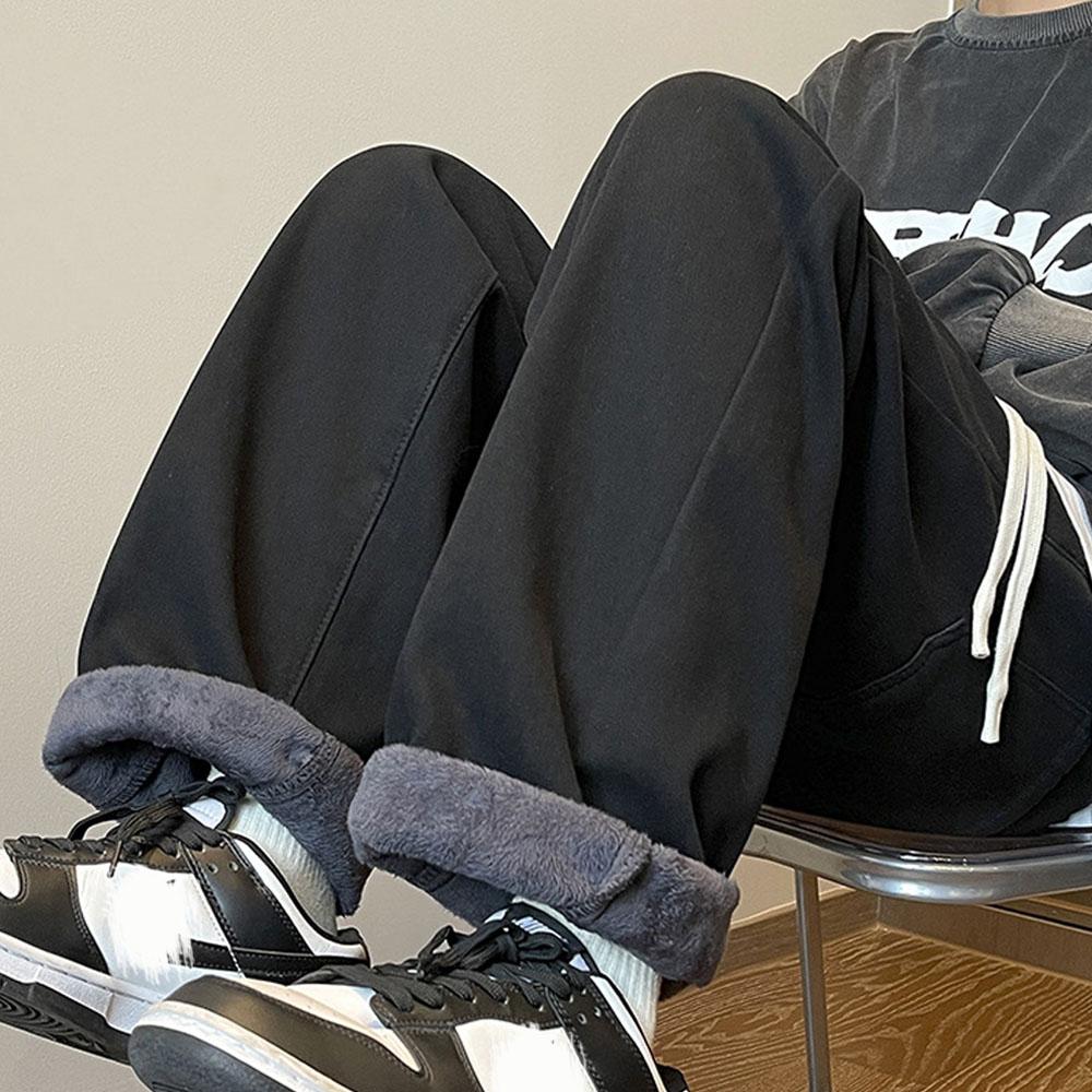 Plus Velvet Pánské zimní Y2K tlusté džíny džínové kalhoty se stahovací šňůrkou Vintage džíny pro muže streetwear Harajuku korejské zimní oblečení