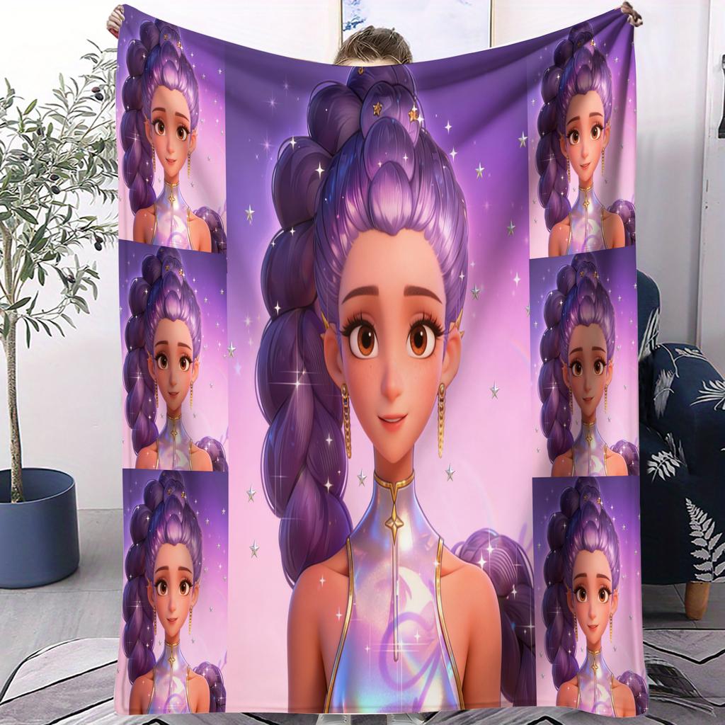 Hot KPOP HUNTRX Devil Hunter Small Cover Blanket Soft Cozy Plush Blanket For Bedroom Sofa Bed Office Nap Lunch Picnic Fan Gift