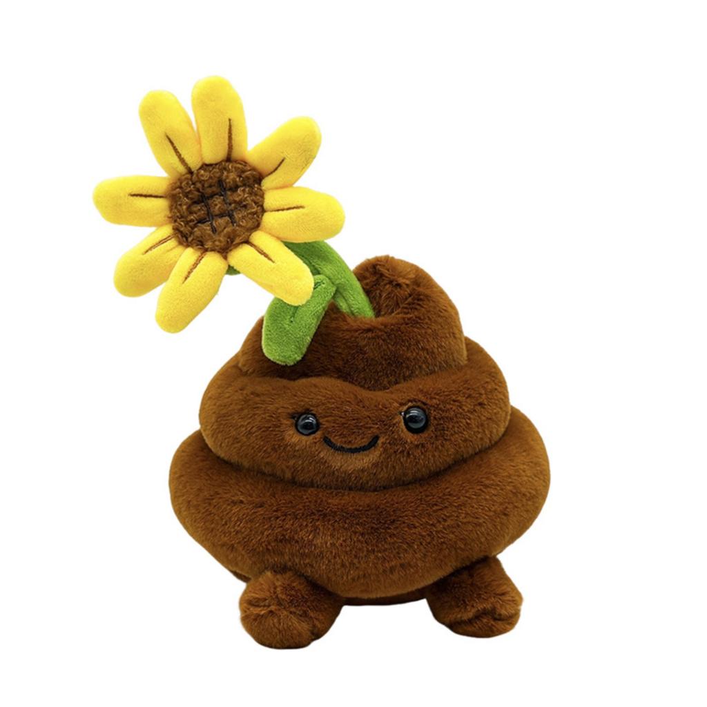 Cute Plush Grass Doll Hanging Ornament with Flower, Funny Stuffed Desk Decor for Shelf and Home Table
