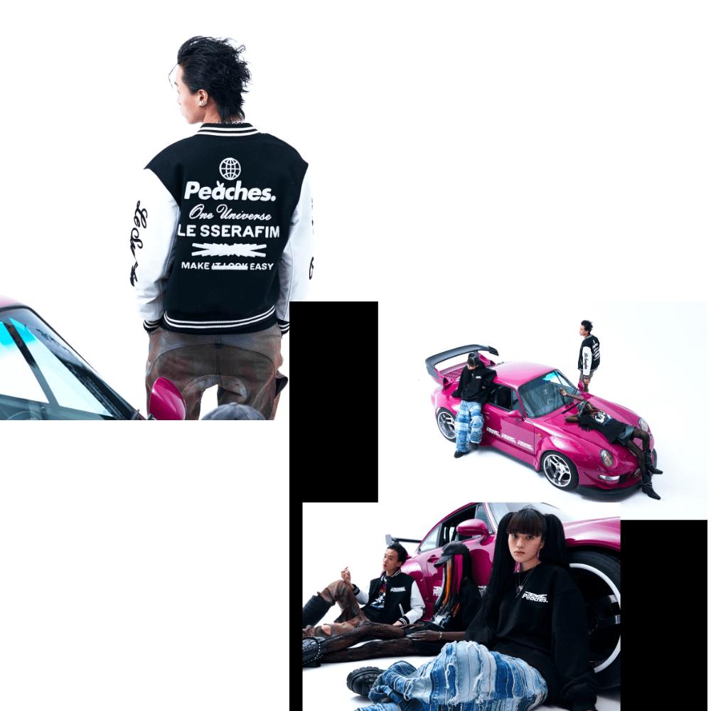 Ön Sipariş LE SSERAFIM x Peaches Varsity Ceket uygun fiyatlı satın