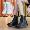Fashion 9CM White Black Women Ankle Boots Platform Wedge Heel Booties Shoes Microfiber Leather Fashion Sneakers Shoes High Top Boots