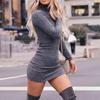 Damen Etuikleid Sexy Hoher Kragen Sexy Schlankes Frühjahrskleid Damen Pullover Schrumpffest Stretch Bodycon Pullover Mini Pulloverkleid