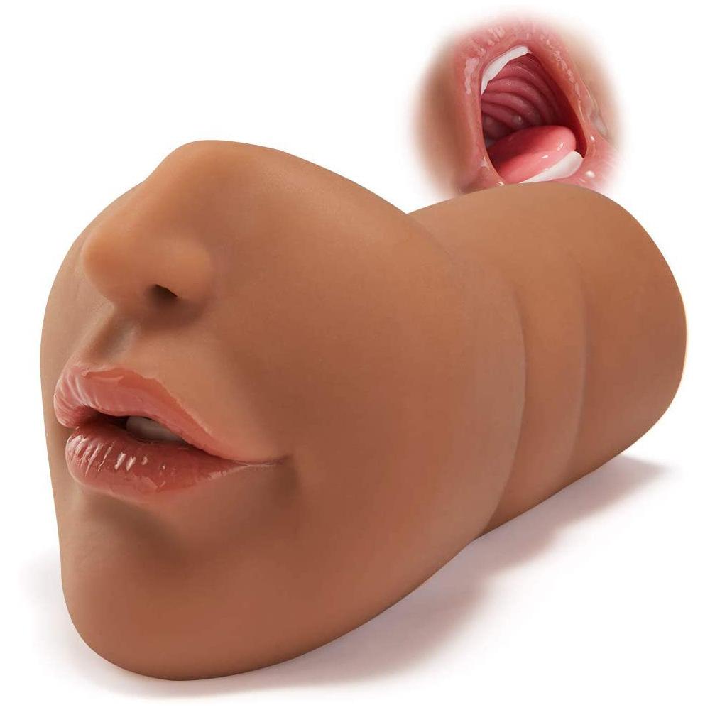 Realistic Human Face Cup - Deep Throat Oral Stimulation Device for Men - Solid Inverted Model Masturbator - Adult Erotic Pleasure Product