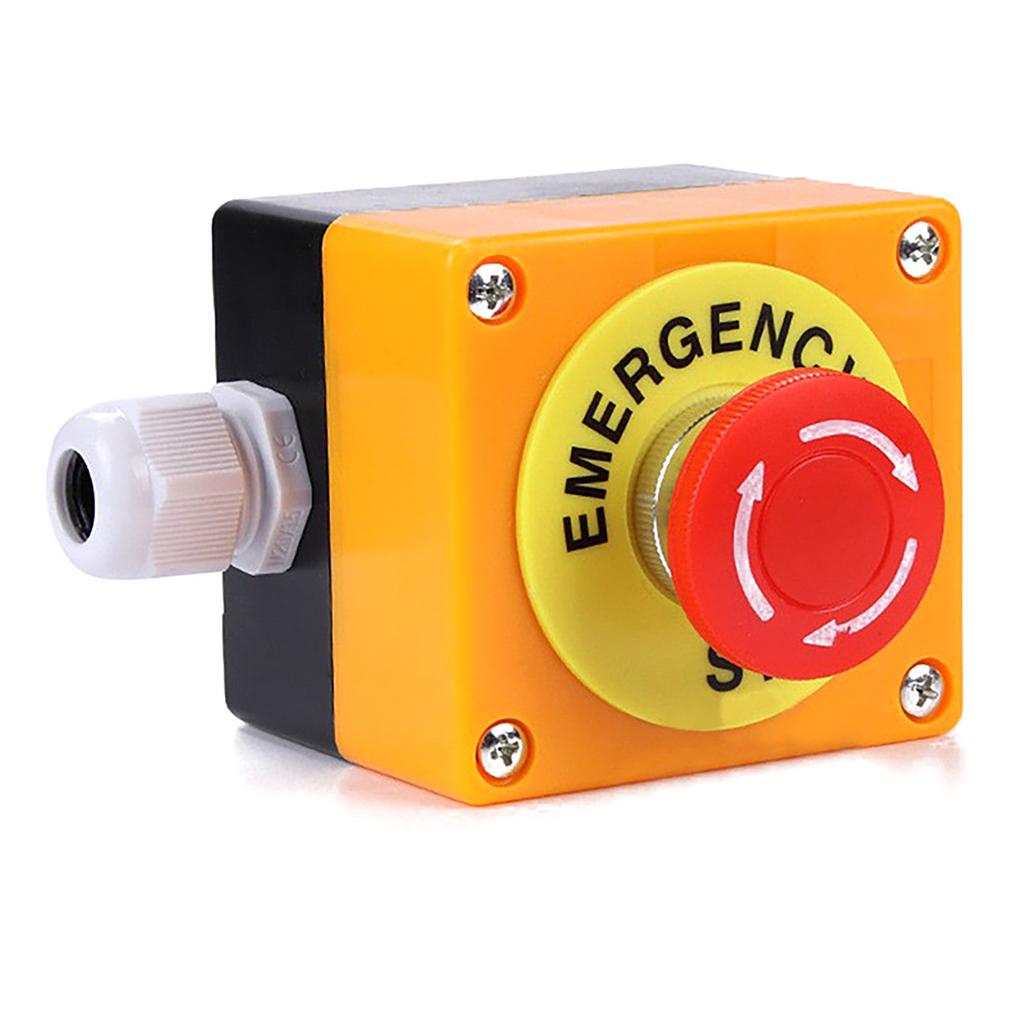 Red Sign Emergency Stop Push Button Sturdy Plastic Shell E-Stop Push Button for Indoor and Outdoor Electrical