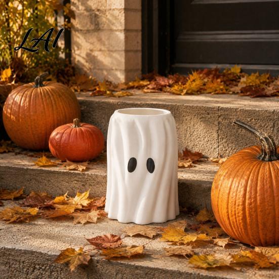 Minimalist Ghost Ornament Cute Flowerpot Resin Halloween Planter for Indoor Home Flower