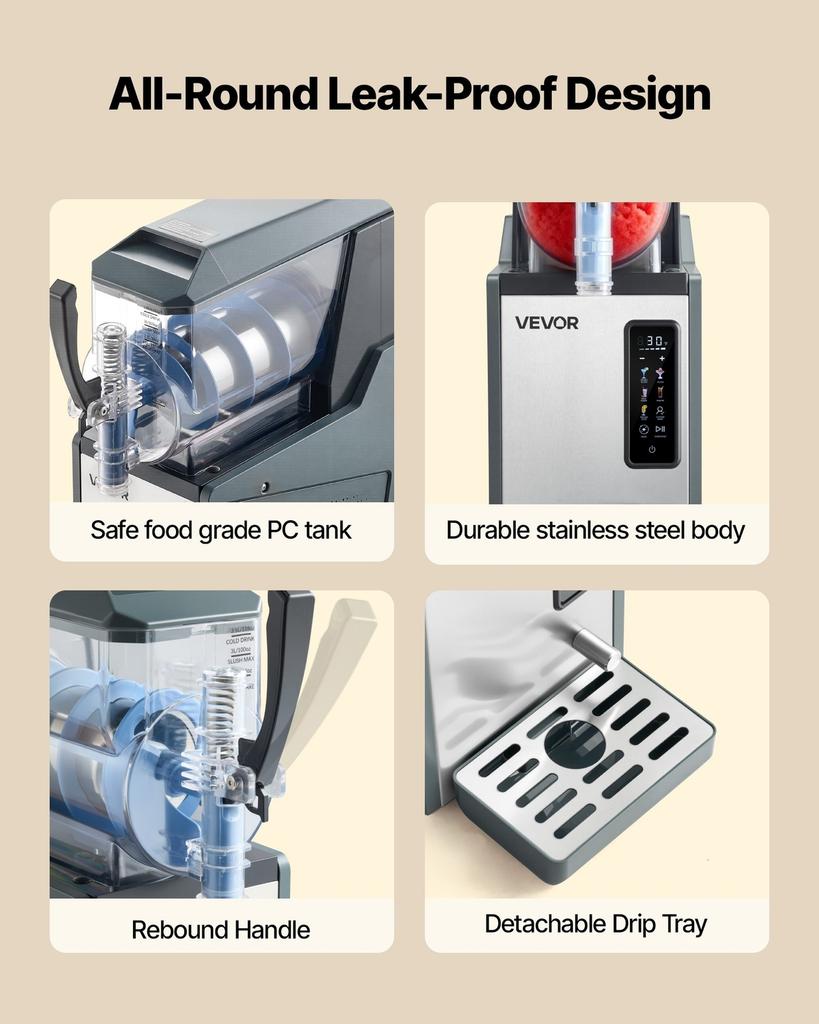 Slushie Machine, 4L/135oz No Ice Needed Slushy Machine for Home, Frozen Drink Maker with Single Tank, Margarita Machine with Self-Cleaning, for Frozen