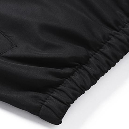 2Pcs/Set Men Sportswear Set Patchwork Color Stand Collar Long Sleeve Zipper Placket Jacket Elastic Waistband Drawstring