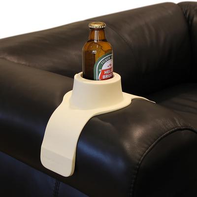 HIT PRODUKTE CouchCoaster StuhlSofa Auslaufsicherer Becherhalter - Hält Getränke, Gläser und Tassen - ArmlehnenTisch (Sahne)