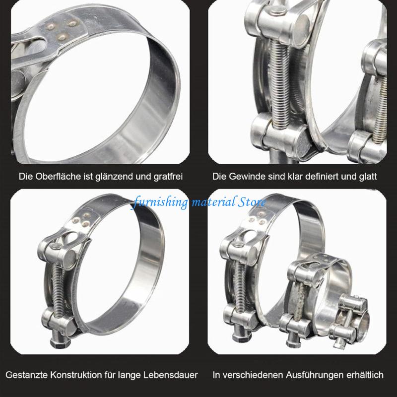 Y5GD 6Pcs Universals Metal Steel Hose Clamps T Bolt Exhaust Pipe Clips for Repairing Swimming Pool Washing Machine Hoses