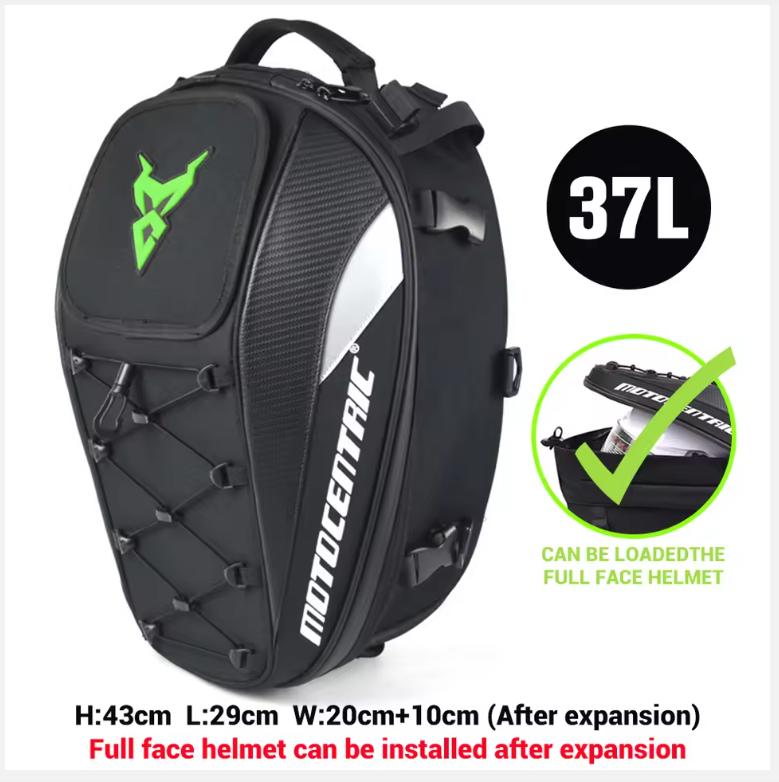 MOTOCENTRIC Motorcycle Back Seat Bags Waterproof Tail Bag Rear Seat Bag Multifunctional Motorbike Helmet Bag Moto Rider Backpack